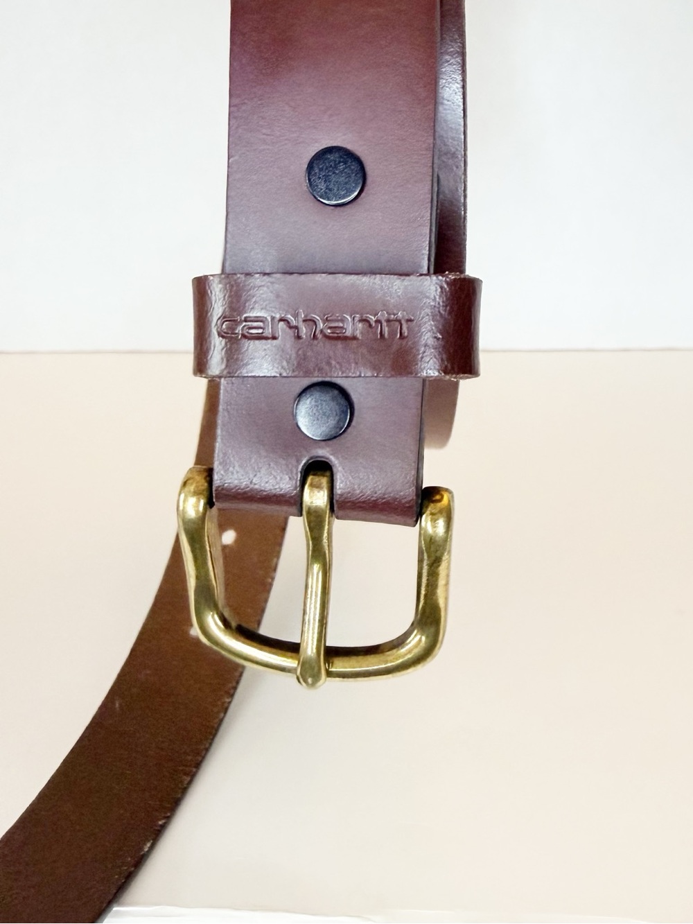 Carhartt Journeyman Brown Leather Belt with Brass Tone Buckle